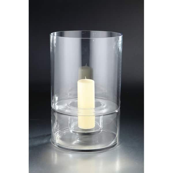 Cylindrical Glass Hurricane Pillar Candle Holder 17" Clear Bed